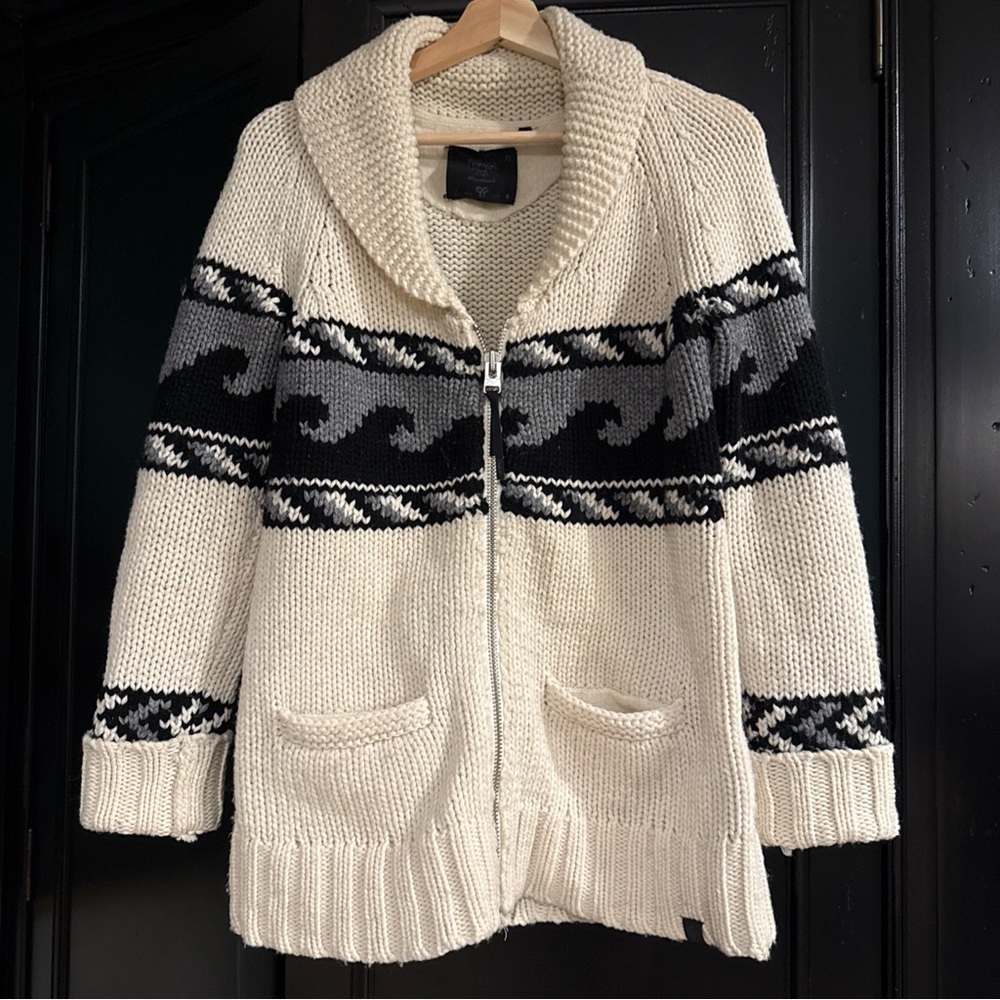 Aritzia TNA Lambswool Cowichan sea to sky Knit Cardigan